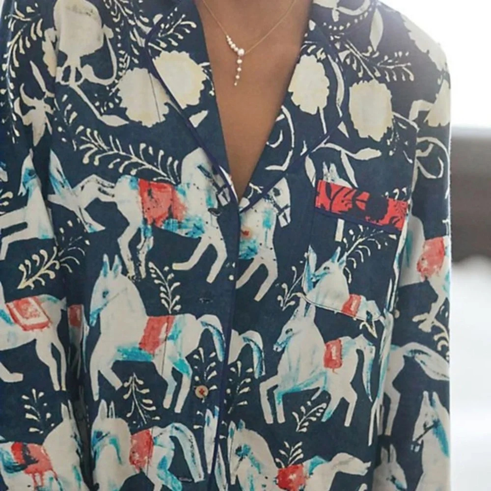 Anthropologie  Cornelia O'Donovan Sweet Dreams Flannel Pajama Top - Picture 2 of 2